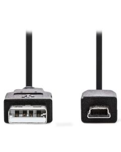 NEDIS kabel USB 2.0/ zástrčka USB-A - 5pinová zástrčka mini USB/ černý/ bulk/ 2m