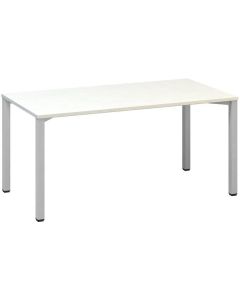 Psací stůl Alfa 200 - 160 x 80 cm, bílý/stříbrný