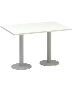 Jednací stůl Alfa 400 - 120 cm, bílý/stříbrný