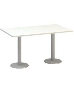 Jednací stůl Alfa 400 - 140 cm, bílý/stříbrný