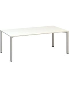Jednací stůl Alfa 420 - 200 x 100 cm, bílý/stříbrn