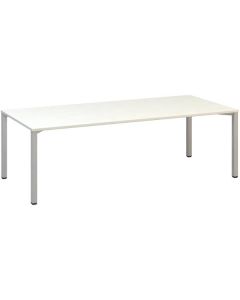 Jednací stůl Alfa 420 - 240 x 100 cm, bílý/stříbrn