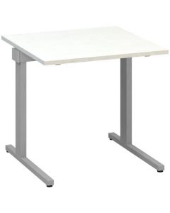 Psací stůl Alfa 305 - 80 cm, bílý/stříbrný