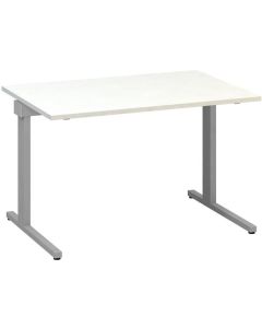 Psací stůl Alfa 305 - 120 cm, bílý/stříbrný