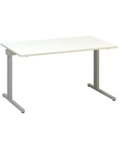 Psací stůl Alfa 305 - 140 cm, bílý/stříbrný