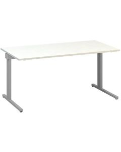 Psací stůl Alfa 305 - 160 cm, bílý/stříbrný