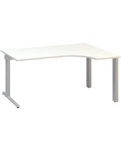 Psací stůl Alfa 305 - ergo, pravý, 160 cm, bílý/st