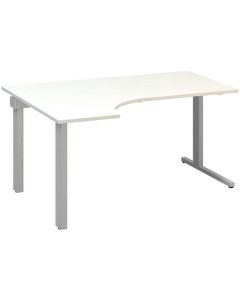Psací stůl Alfa 305 - ergo, levý, 160 cm, bílý/stř