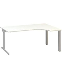 Psací stůl Alfa 305 - ergo, pravý, 180 cm, bílý/st