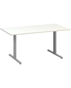 Jednací stůl Alfa 455 - 160 cm, bílý/stříbrný