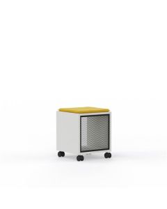 Taburet Offa - mobilní, bílý/žlutý