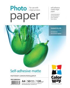 COLORWAY fotopapír/ samolepící/ matte 120g/m2, A4/ 50 kusů