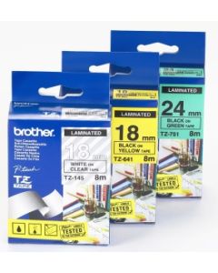 Brother - TZe-145,  průsvitná / bílá (18mm, laminovaná)