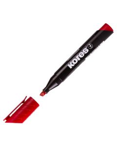 Permanentní popisovač Kores, zkosený, červený