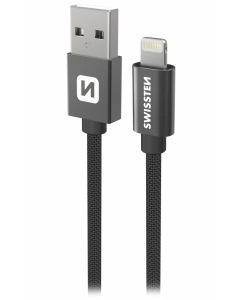 Swissten Datový kabel Textile USB / Lightning 0,5 m černý
