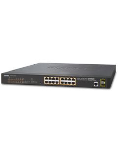 Planet GS-4210-16P2S L2 switch, 16x1Gb, 2x1Gb SFP, 16x PoE 802.3at 220W
