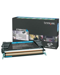 Lexmark C736, X736, X738 Cyan High Yield Return Programme Toner Cartridge (10K)
