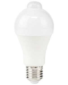 NEDIS LED žárovka E27/ A60/ 8,5 W/ 220 V/ 806 lm/ 3000 K/ teplá bílá/ detekce pohybu/ matná