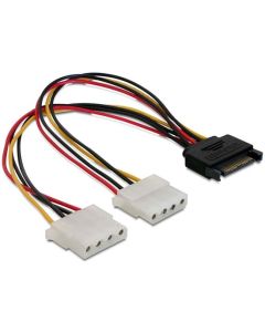 Delock Power Adapter SATA 15-pin samec na 2x Molex 4-pin samice, 20cm
