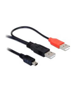Delock napájecí Y kabel, 2xUSB A na mini USB B, 1 metr