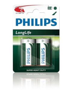 Philips baterie C LongLife zinkochloridová - 2ks, blister