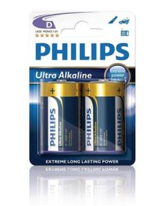 Philips baterie D ExtremeLife+, alkalická - 2ks