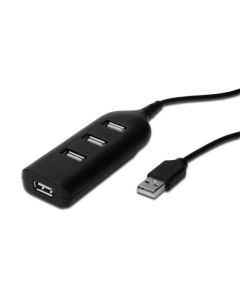 Digitus USB 2.0 hub, 4-porty, černý bez napájecího zdroje