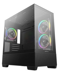 DEEPCOOL skříň CG380 3F microATX / 3x120mm  ARGB PWM / USB 3.0 / 2×USB 2.0 / panoramatická černá