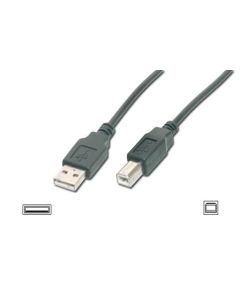 Digitus USB kabel A/samec na  B/samec, 2x stíněný, černý, 3m