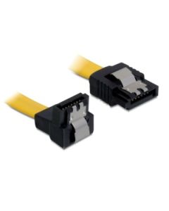 Kabel SATA III 30 cm, přímý/dolů, žlutý, kovová západka