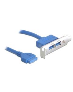 Delock záslepka 1x interní 19pin USB 3.0  > 2 x USB 3.0-A samice externí - low profile