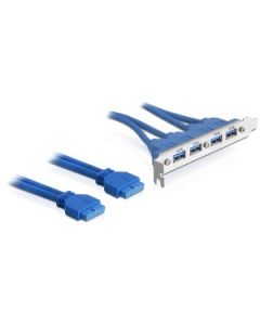 Delock záslepka 4x interní USB 3.0-A samec  > 4 x USB 3.0-A samice externí