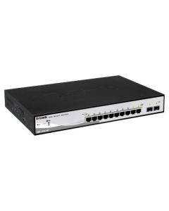 D-Link DGS-1210-10P L2/L3 Smart+ PoE switch, 8x GbE PoE+, 2x SFP, PoE 65W, fanless