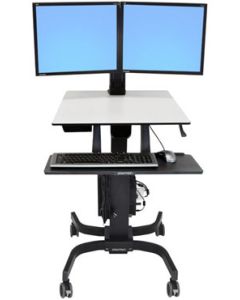 ERGOTRON WorkFit-C, Dual Sit-Stand Workstation,pojízdná nastavitelná prac. stanice, sezení/stání, dva monitory
