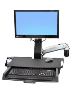 ERGOTRON StyleView® Sit-Stand Combo Arm s prac. plochou,nástěnný držák do lišty LCD, klávesnice+ myš,sklopný,černý