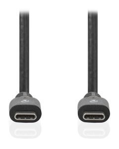 NEDIS kabel USB 3.2 Gen 1/ zástrčka USB-C - zástrčka USB-C/ 60 W/ 4K@60Hz/ 5 Gbps/ poniklovaný/ černý/ box/ 3m
