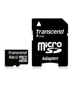 Transcend 4GB microSDHC (Class 4) paměťová karta (s adaptérem)