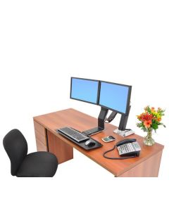 ERGOTRON WorkFit-A, Dual Display, Polished aluminum, nastavitelný stolní držák pro dva monitory , kláv.