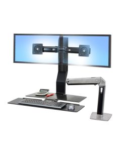ERGOTRON WorkFit-A, Dual Display, Polished aluminum, nastavitelný stolní držák pro dva monitory , kláv.+myš+odkl. plocha