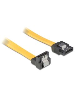 Delock kabel HDD SATA 50 cm přímý/dolů, žlutý, kovová západka