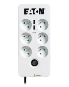 EATON přepěťová ochrana Protection Box 6 USB FR, 6 zásuvek + 2x USB