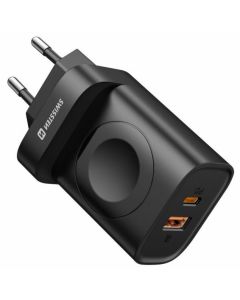 Swissten Síťový Adaptér 1xUSB-A, 1xUSB-C a  Apple Watch PD, QC 20W
