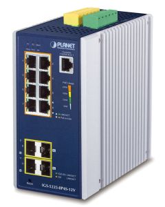 Planet IGS-5225-8P4S-12V průmyslový L3 switch, 8x1Gb, 2x1Gb SFP, 2x2.5Gb SFP, 8x PoE 802.3at 240W, 12-54VDC, -40~75°C