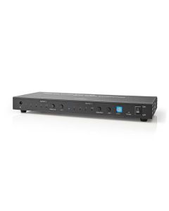 NEDIS HDMI přepínač/ 4x HDMI vstup/ 2x 3.5 mm/ 2x HDMI výstup/ 2x TosLink/ 4K@60Hz/ 18 Gbps/ dálkově ovládaní/ kov/antra