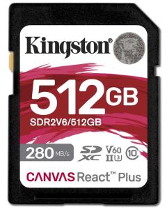 KINGSTON Canvas React Plus 512GB SDXC / UHS-II / U3 / V60 / 280R/100W / Full HD/4K