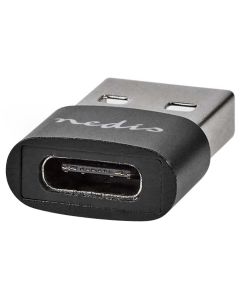NEDIS adaptér USB/ konektory USB 2.0 A – USB-C zásuvka/ černý/ blistr
