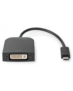 NEDIS kabelový adaptér USB 3.2 Gen 1/ USB-C zástrčka - DVI-D 24+1 zásuvka/ kulatý/ černý/ 20cm