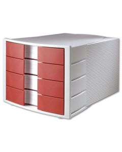 Zásuvkový box HAN, 4 zásuvky, červený