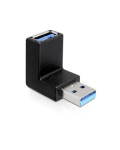 DeLock adaptér USB 3.0 samec - USB 3.0 samice pod úhelem 90° vertikálně