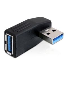DeLock adaptér USB 3.0 samec - USB 3.0 samice pod úhelem 90° horizontálně
